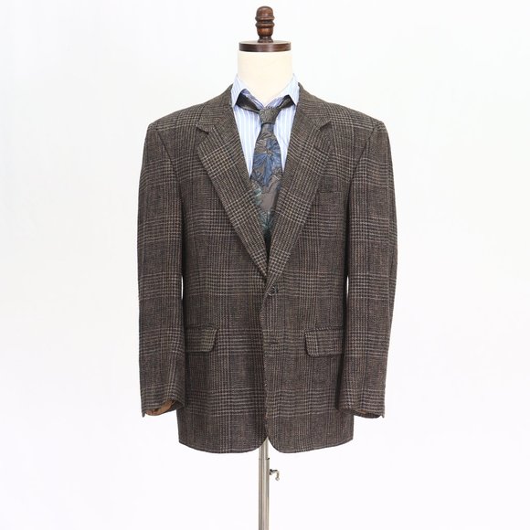 Bill Blass 44R Brown Check Two Button Sport Coat Blazer Jacket O291 - Picture 1 of 11